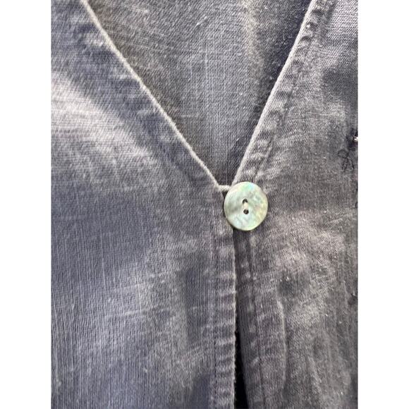 Vtg 90s Positive Attitude Linen Midi Dress Vest Set 1X Floral Embroidered Pearls - Picture 16 of 16